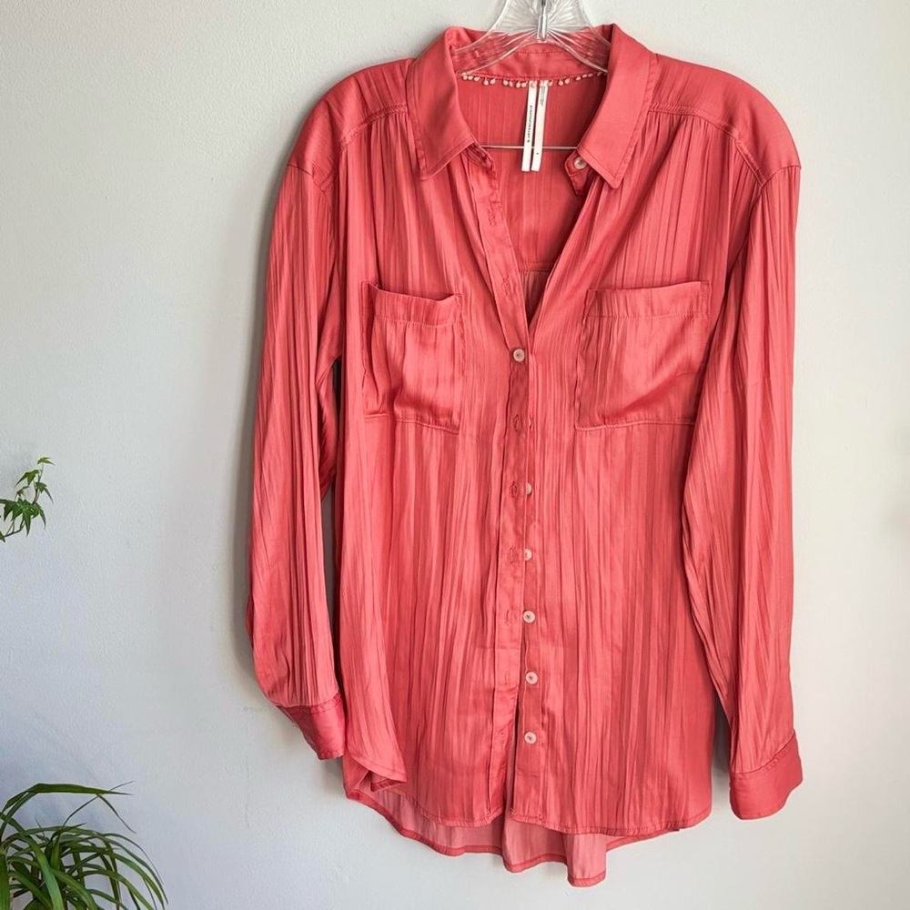 Anthropologie Button Up Coral Pink Blouse